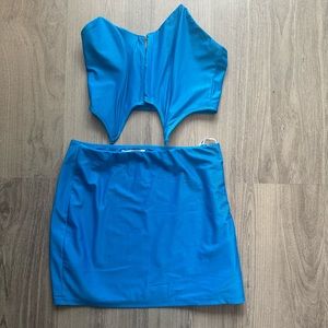 Hello Molly blue tube corset top and matching mini skirt set - US size 2